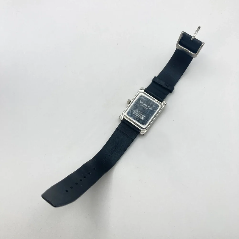 Kenneth Cole Men's Tank Watch 29mm Silver Tone Date Gray Dial New Battery 9.5